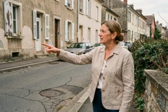 Habitante de Montluçon montrant un quartier vétuste avec des immeubles anciens et une rue dégradée