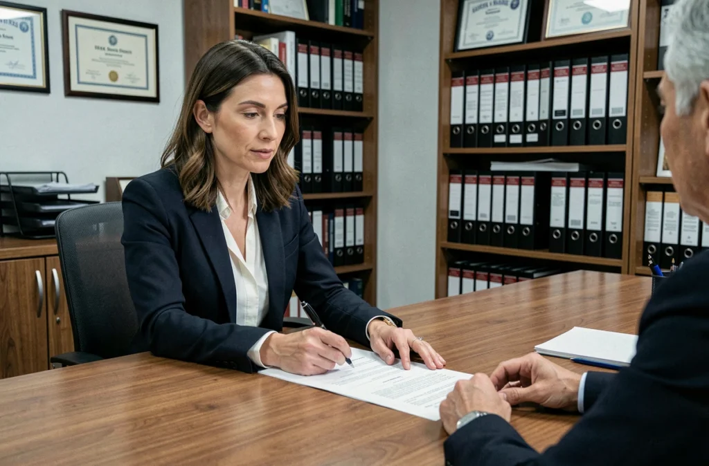 Avocate expliquant les recours légaux contre une accusation de vice caché immobilier